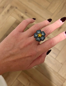 Bague Fleur acier inoxydable